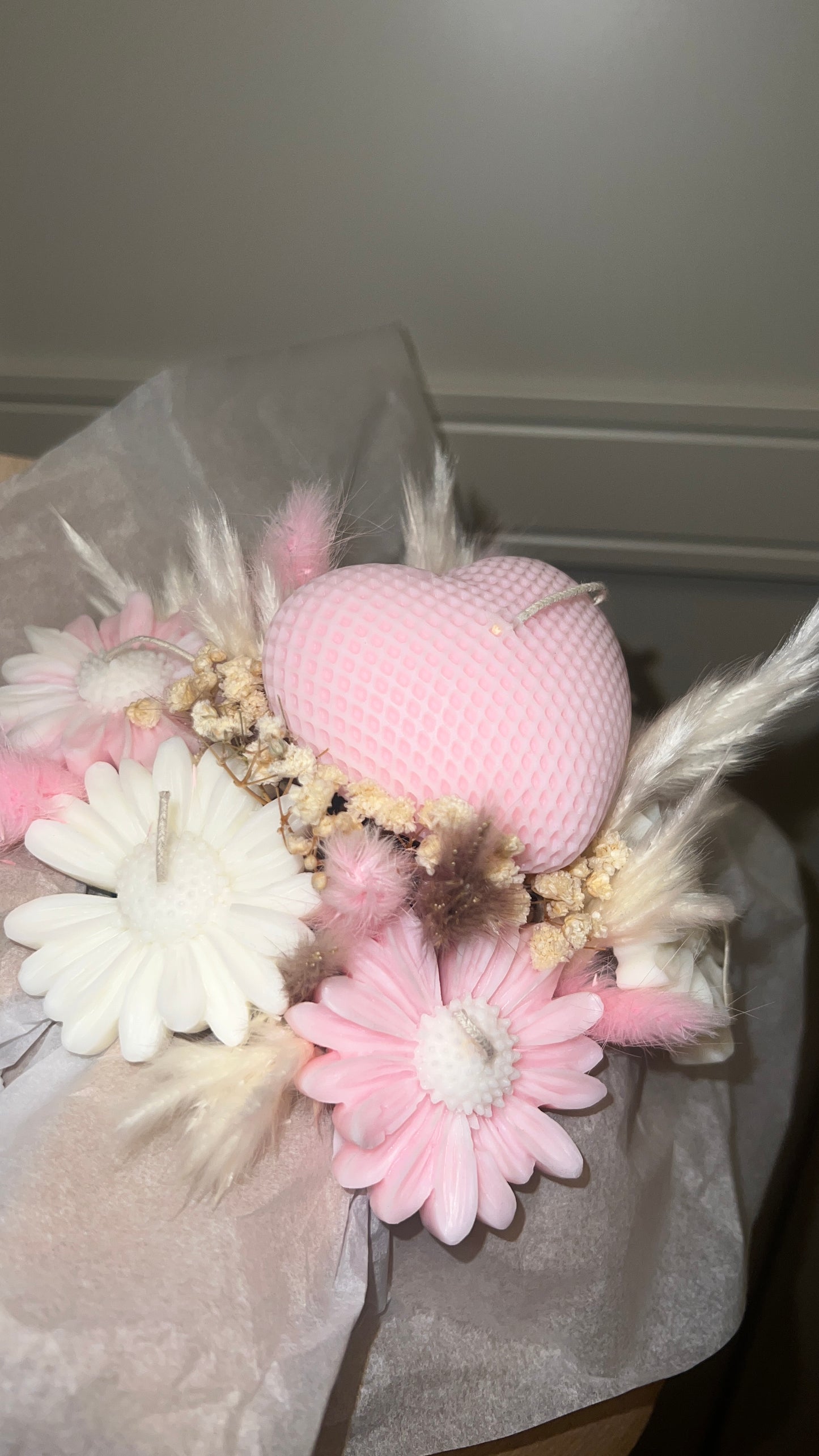 Valentine´s Blumenbox mit Herzkerze💗🌺🕯️