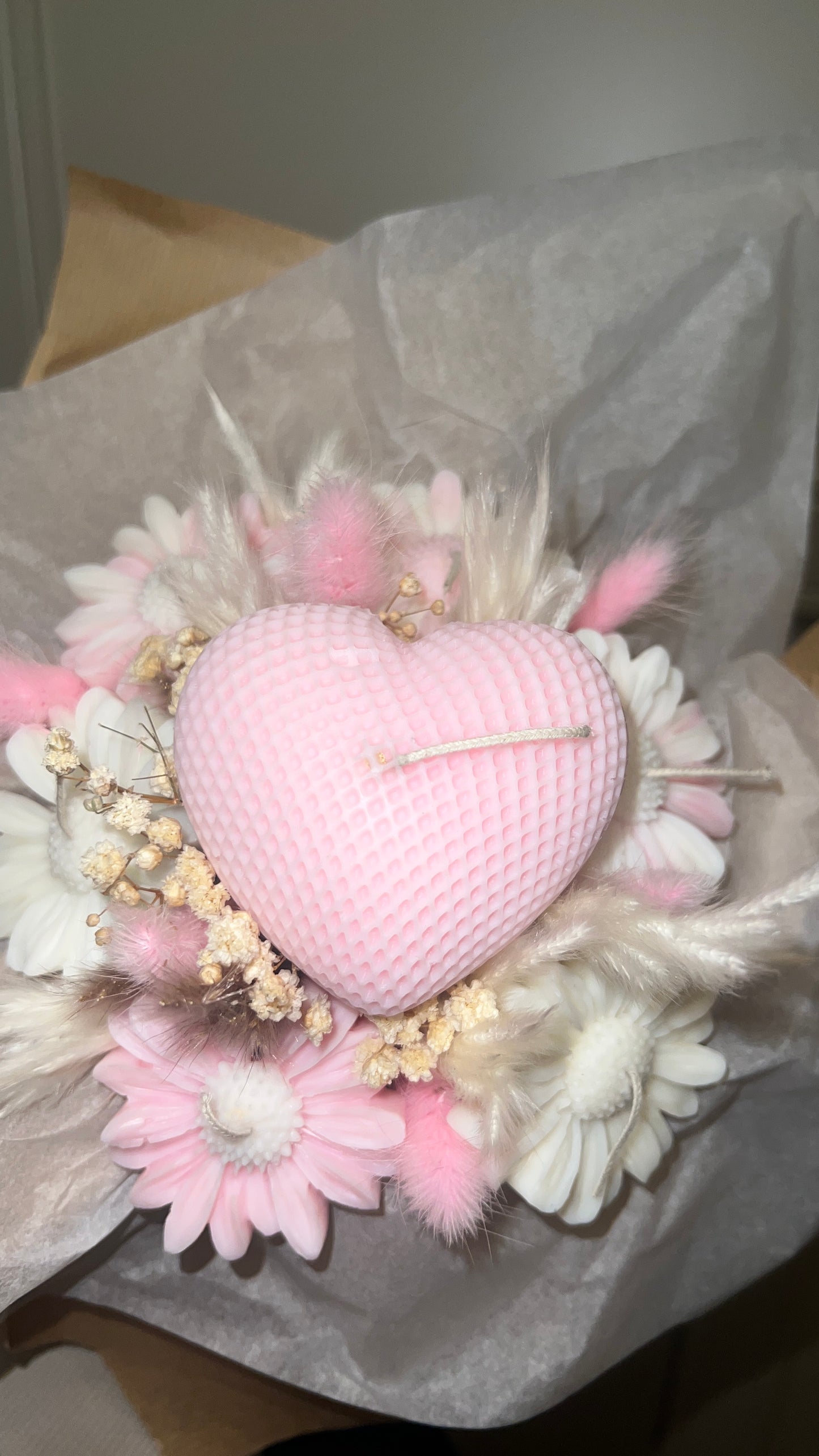 Valentine´s Blumenbox mit Herzkerze💗🌺🕯️