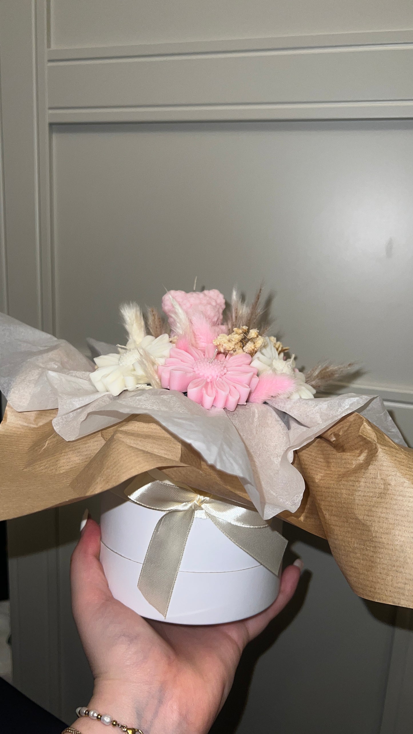 Valentinesbox mit Teddy aus Kerzen🧸🌸💗
