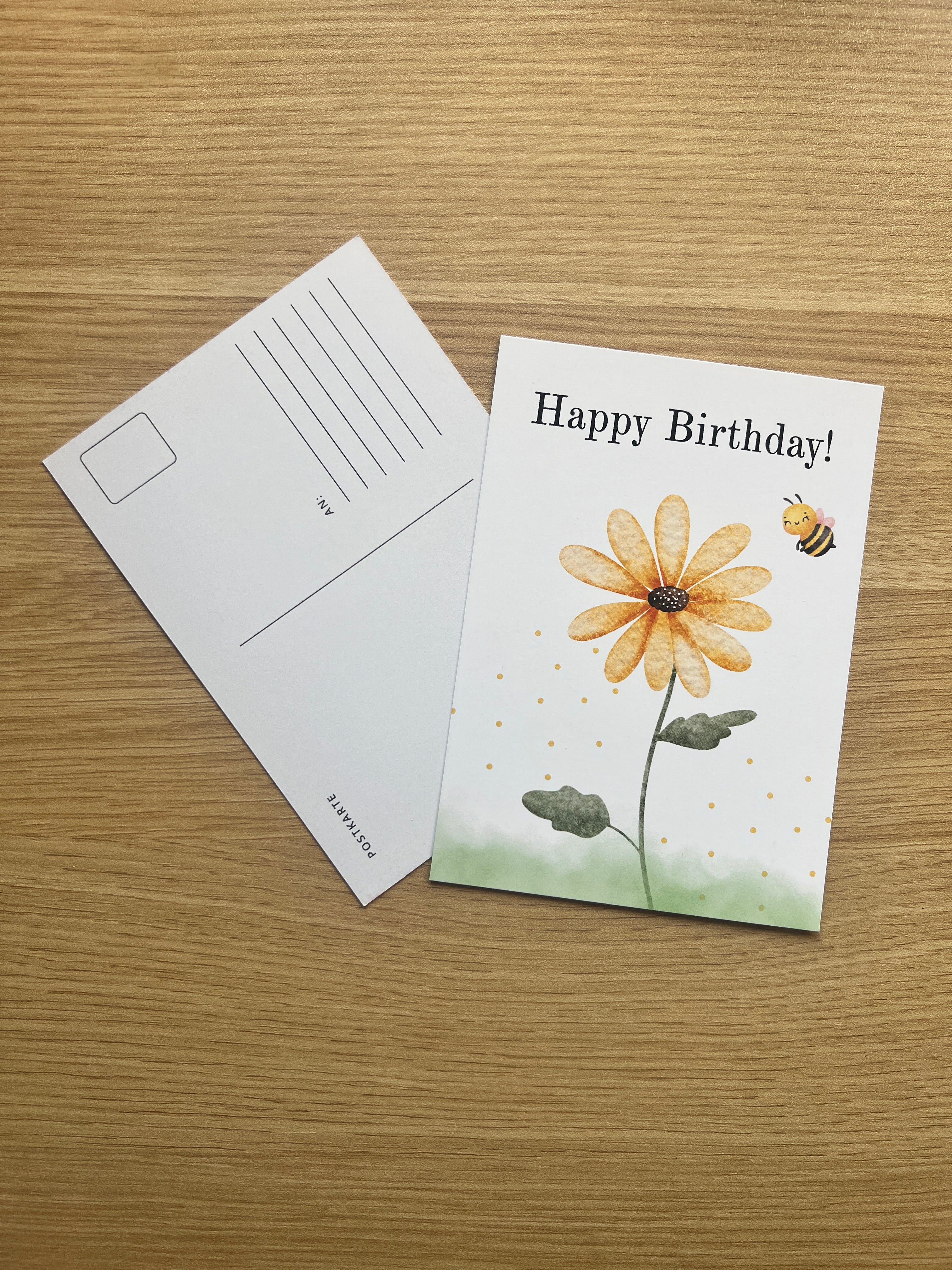 Happy Birthday Blumen Postkarte