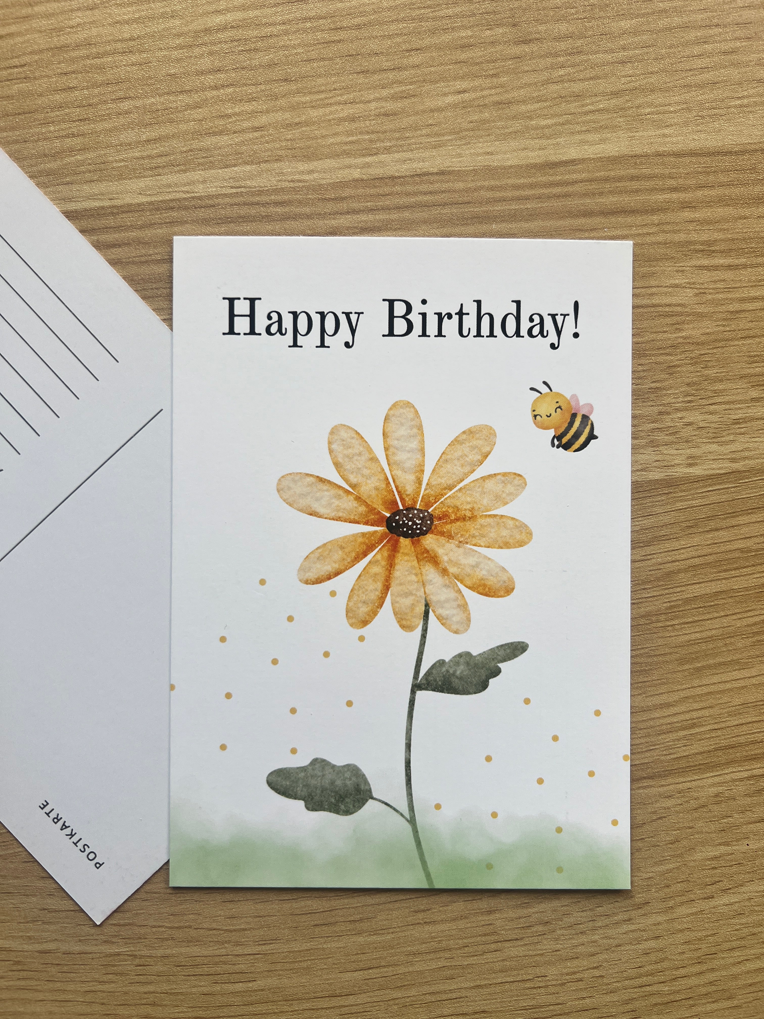 Happy Birthday Blumen Postkarte