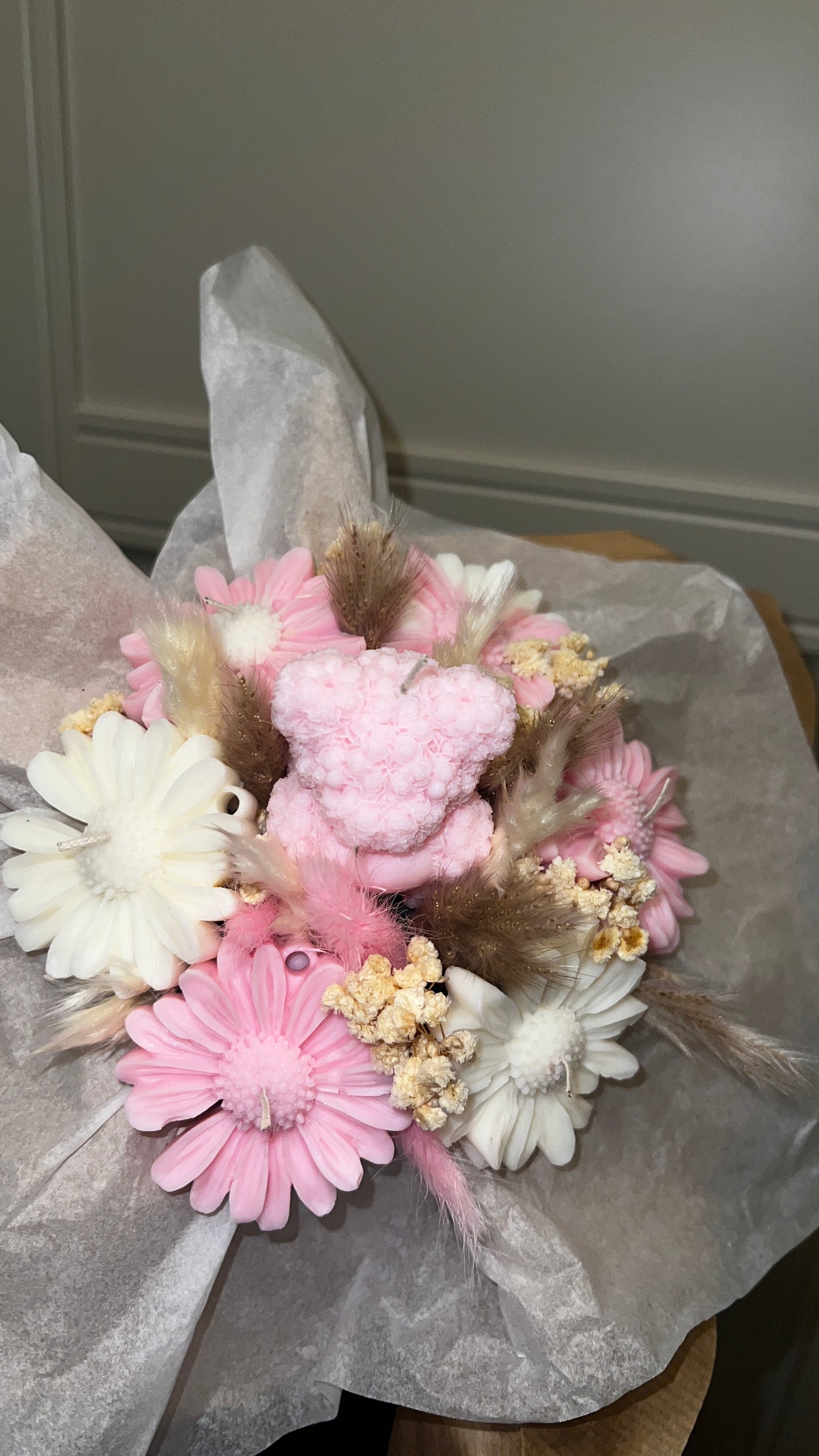 Valentinesbox mit Teddy aus Kerzen🧸🌸💗